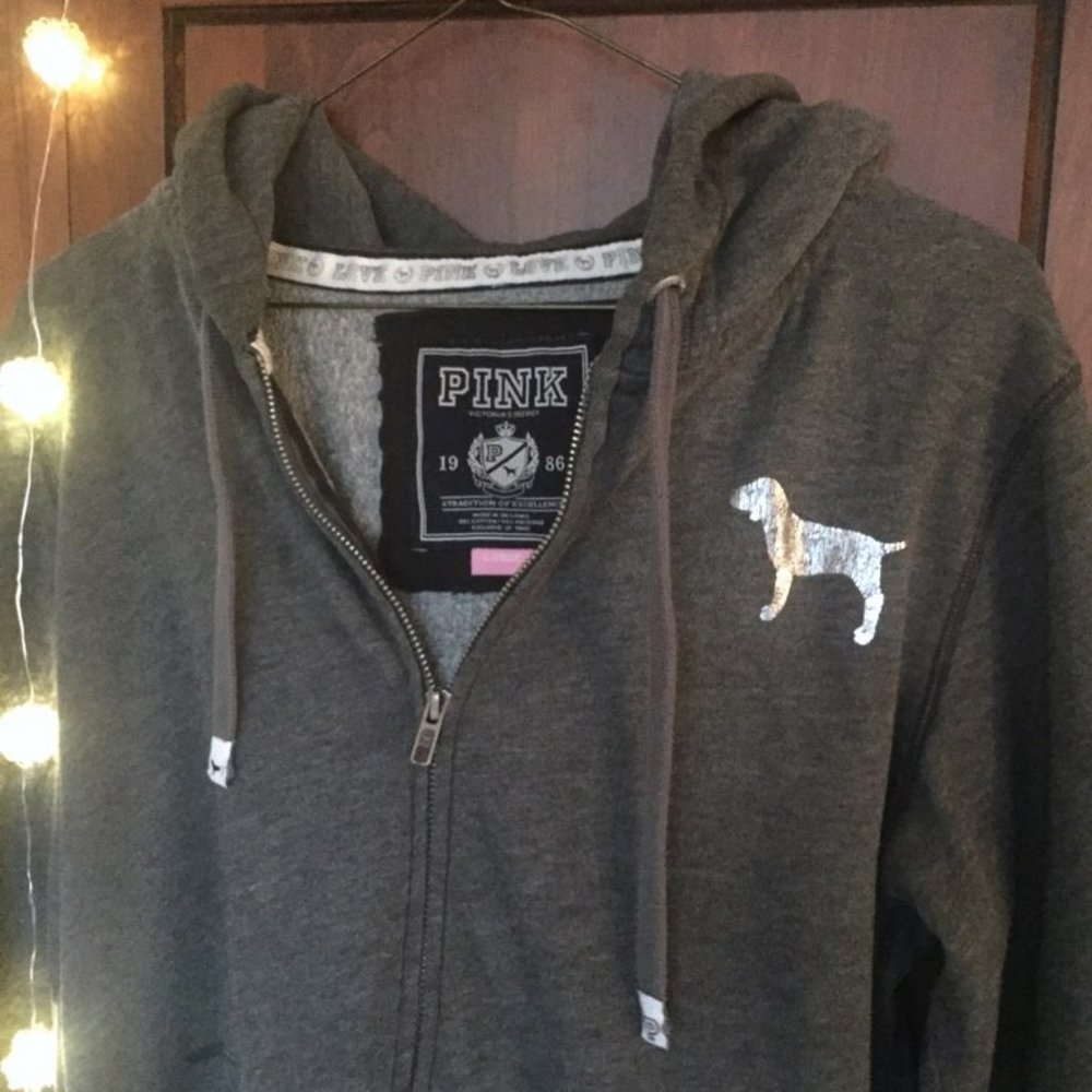SOLD--PINK Victoria Secret zipper hoodie - Picture 2 of 7
